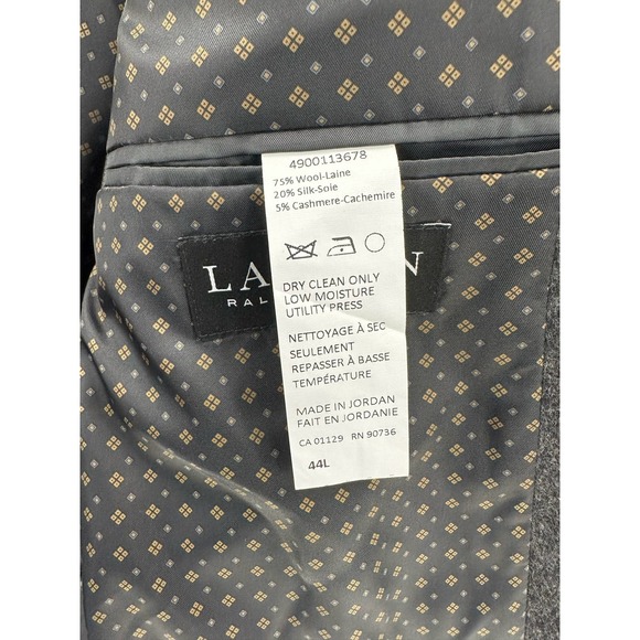 Lauren Ralph Lauren Blazer Sport Coat Gray Two Button Jacket Size 44L - Picture 7 of 8